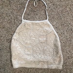 LF cropped crotchet halter made by Brandy Melville